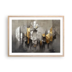 Een poster in een licht eiken lijst - Compositie van ijs en licht - 70x50 cm