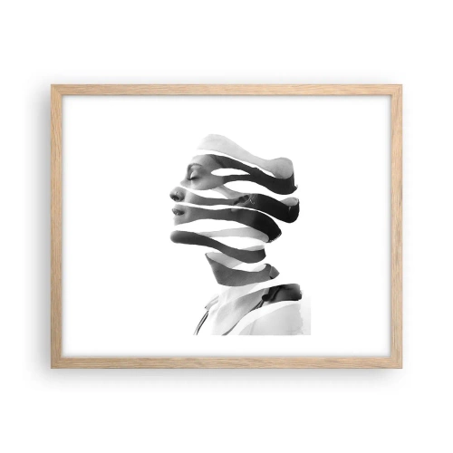 Een poster in een licht eiken lijst - Surrealistisch portret - 50x40 cm