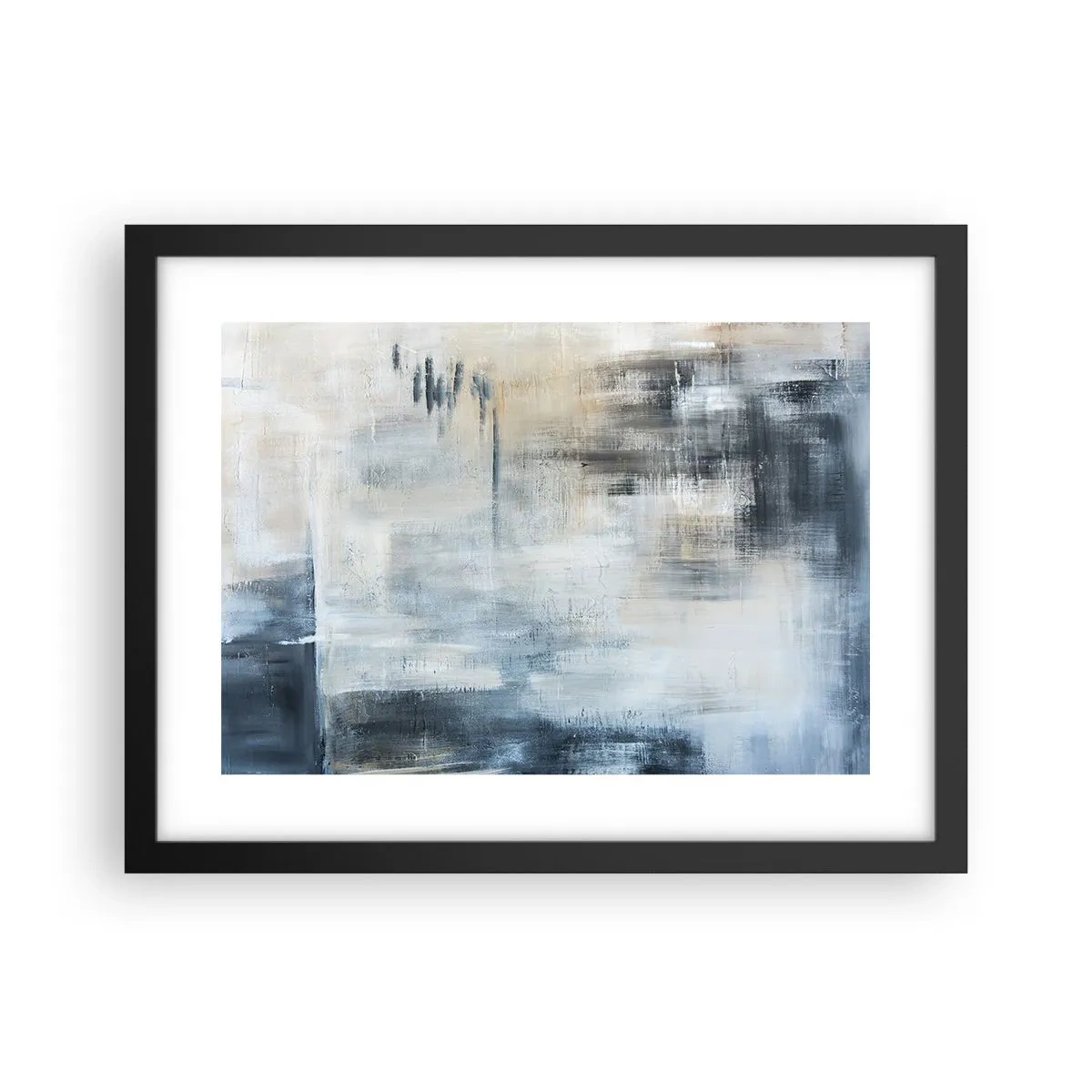 Poster in een zwarte lijst - Achter het blauwe gordijn - 40x30 cm