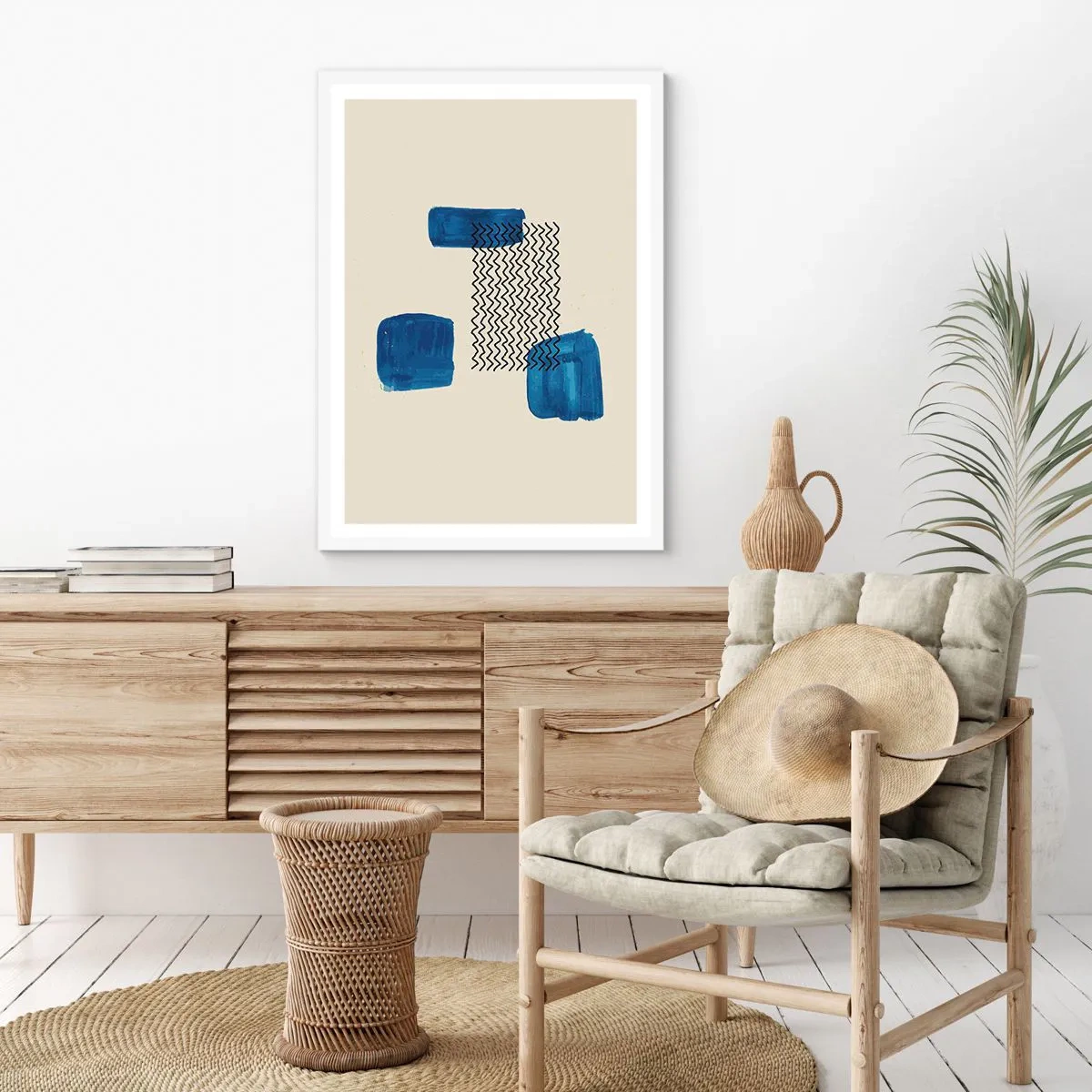 Poster in een witte lijst - Een abstract kwartet - 40x50 cm