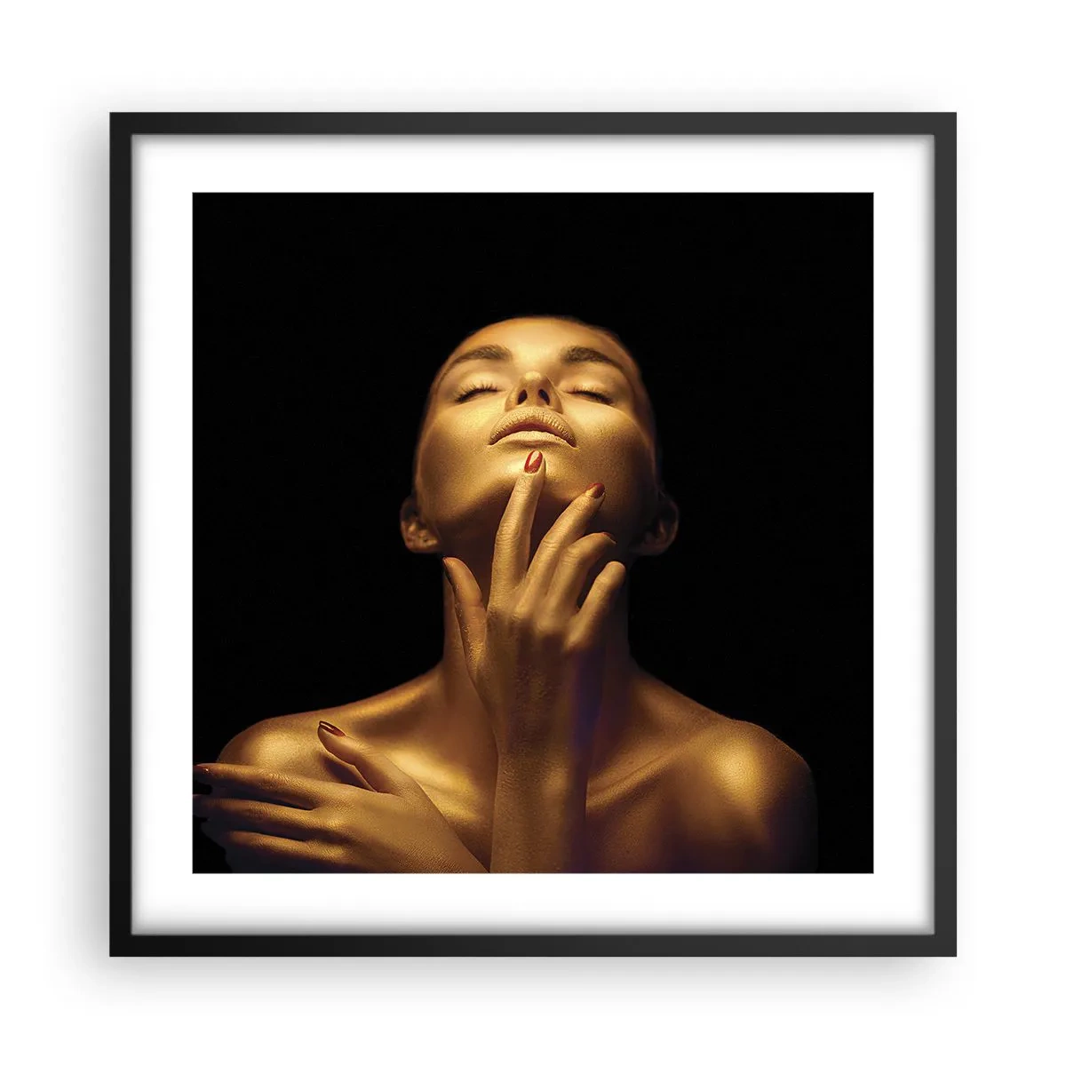 Poster in een zwarte lijst - Als gouden zijde - 50x50 cm