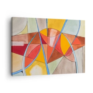 Schilderen op canvas - Een abstracte compositie in levendige geometrische kleuren. - 70x50cm - Carrousel, de droomcarrousel - Moderne wanddecoratie voor woonkamer en slaapkamer ARTTOR