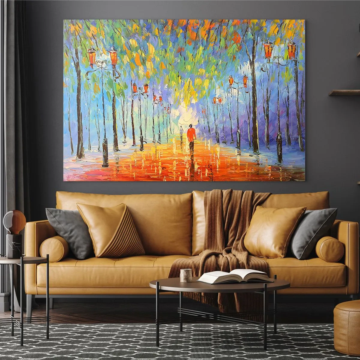 Schilderen op glas - Nachtlied van regen - 100x70 cm