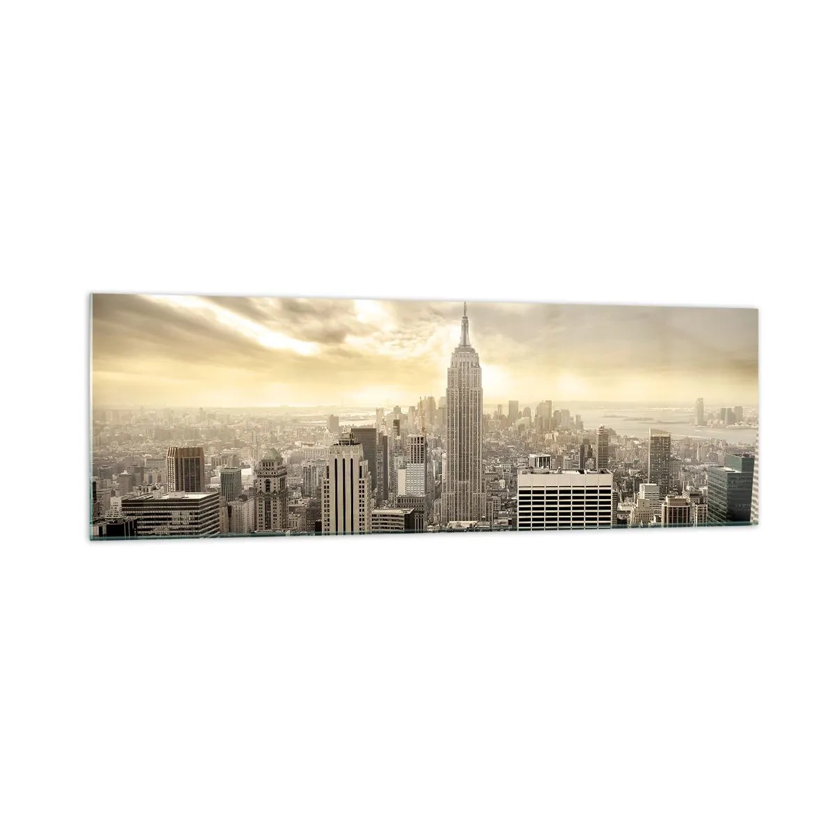 Schilderen op glas - New York geweven van grijs - 160x50 cm