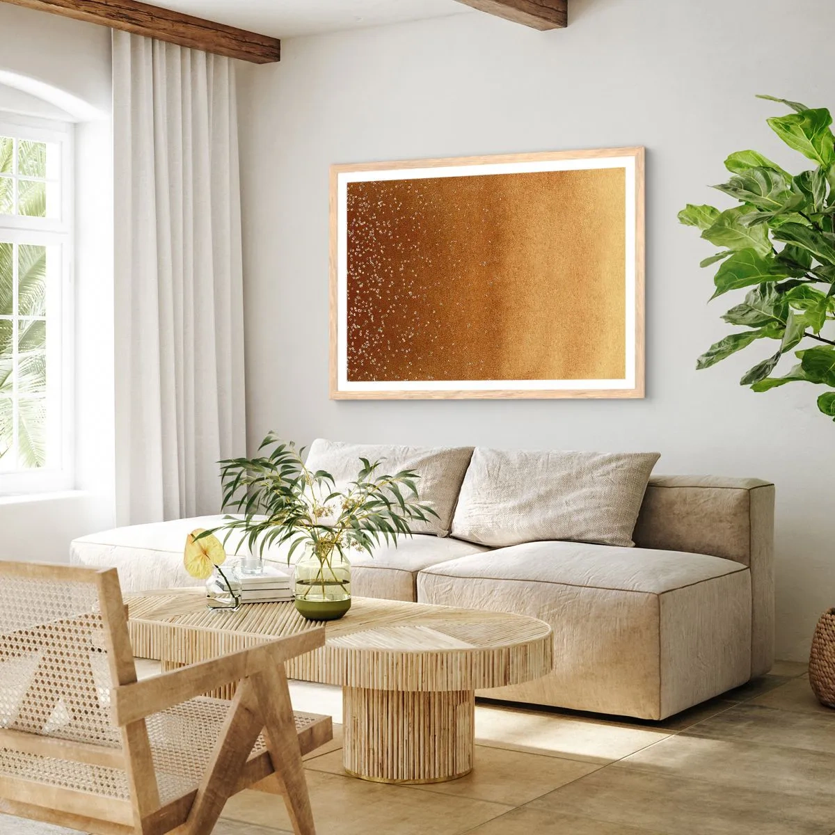 Een poster in een licht eiken lijst - De geboorte van het licht - 100x70 cm
