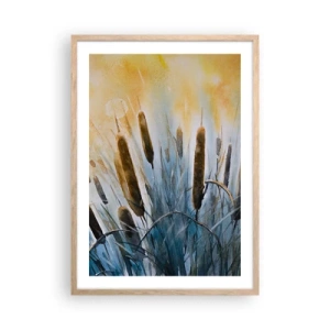 Een poster in een licht eiken lijst - De kou van het water, de hitte van de zon - 50x70 cm