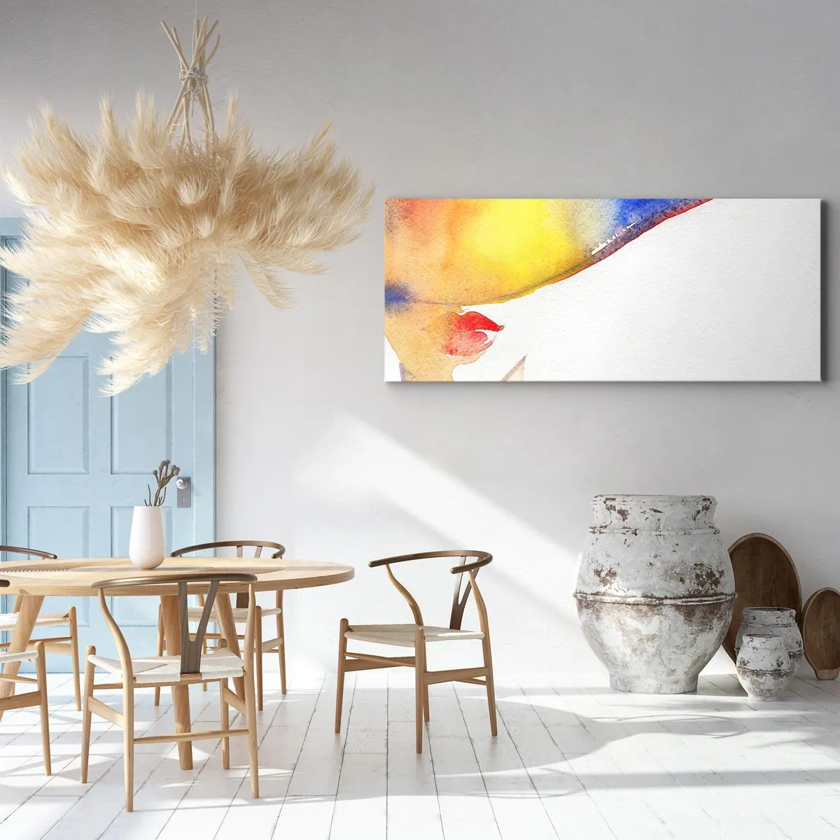 Schilderen op canvas - Portret van een dame - 100x40 cm