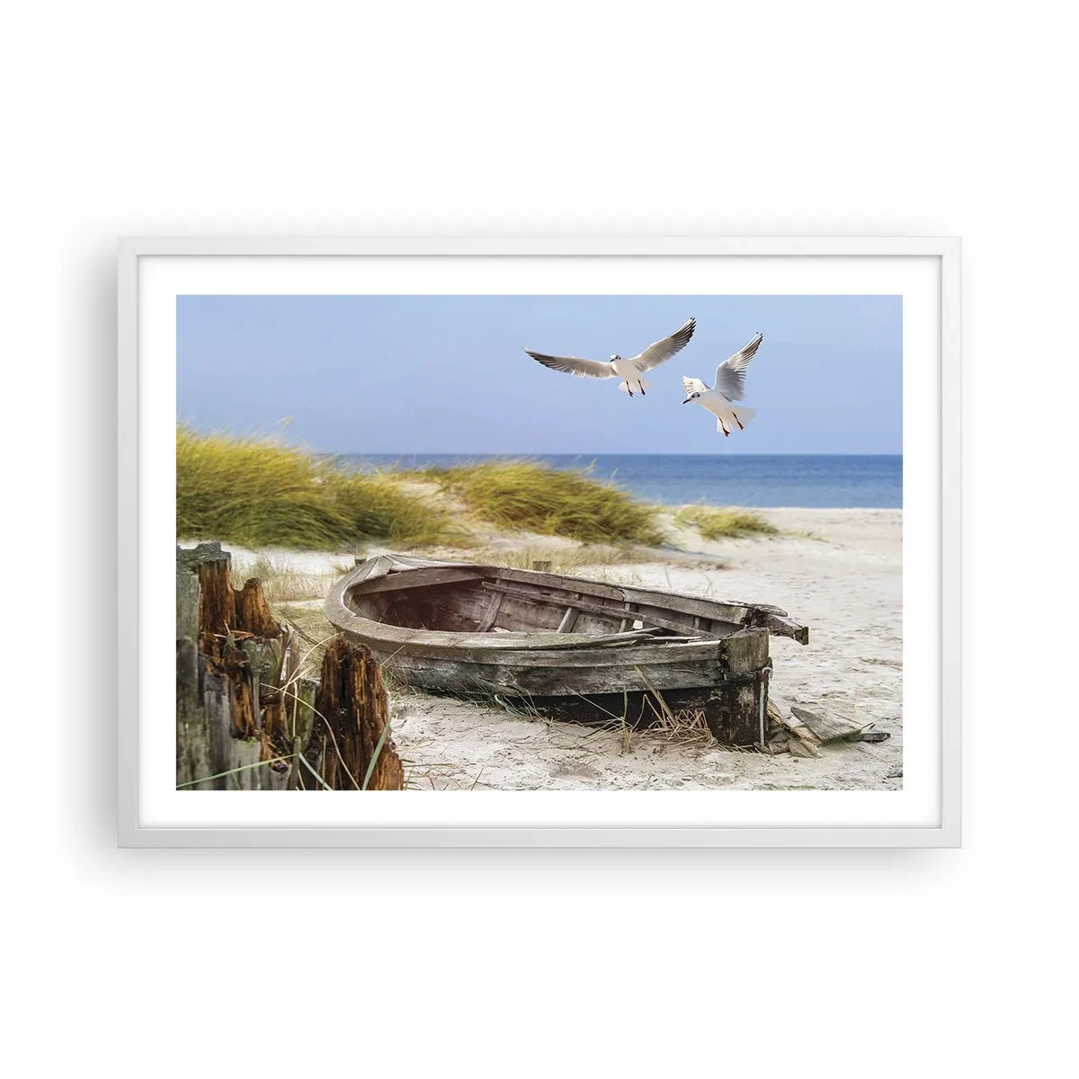 Poster in een witte lijst - Badend in de wind - 70x50 cm