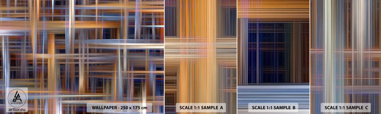 Fotobehang Monster Zelfklevend Deluxe Sticker - Geweven van licht - Abstractie, Deel, Grafisch - 100x30 cm