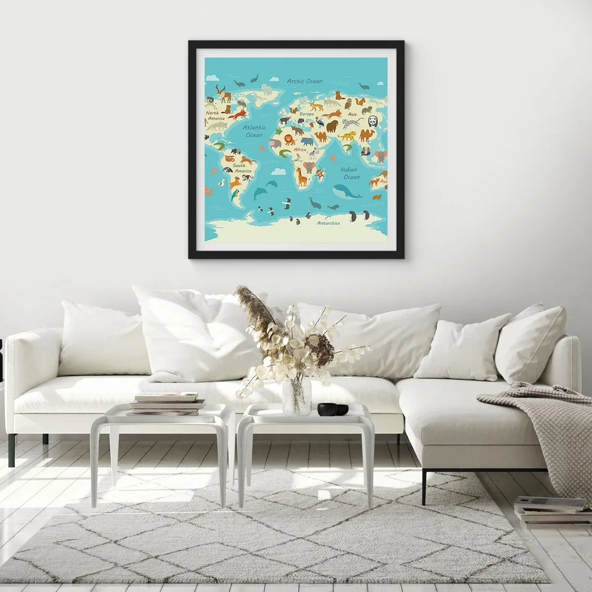 Poster in een zwarte lijst - Goede buren - 40x40 cm