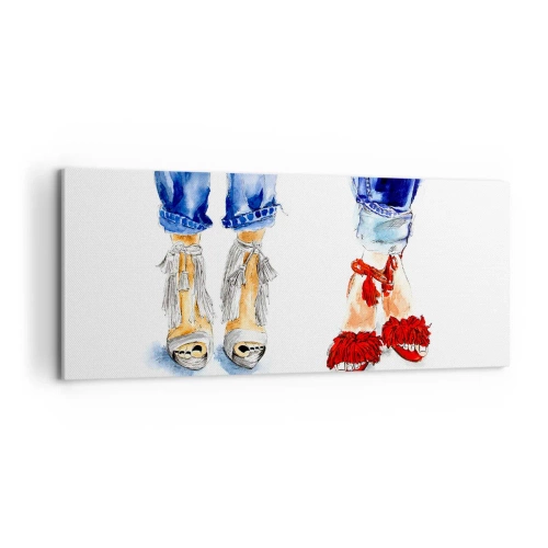 Schilderen op canvas - Misschien gaan we wandelen? - 100x40 cm