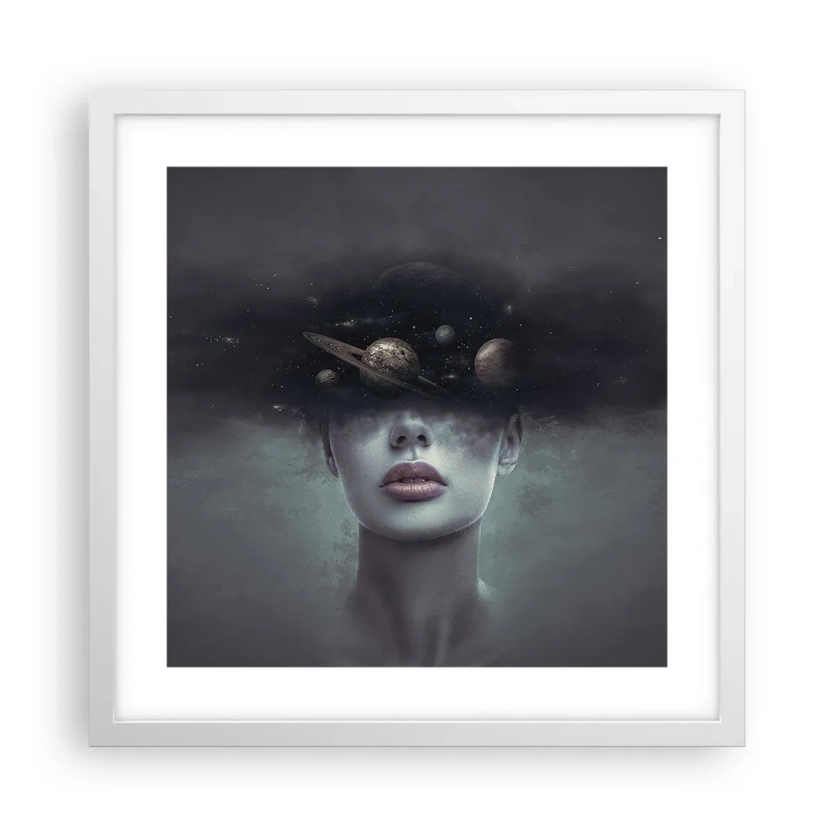 Poster in een witte lijst - En de planeten worden gek... - 40x40 cm