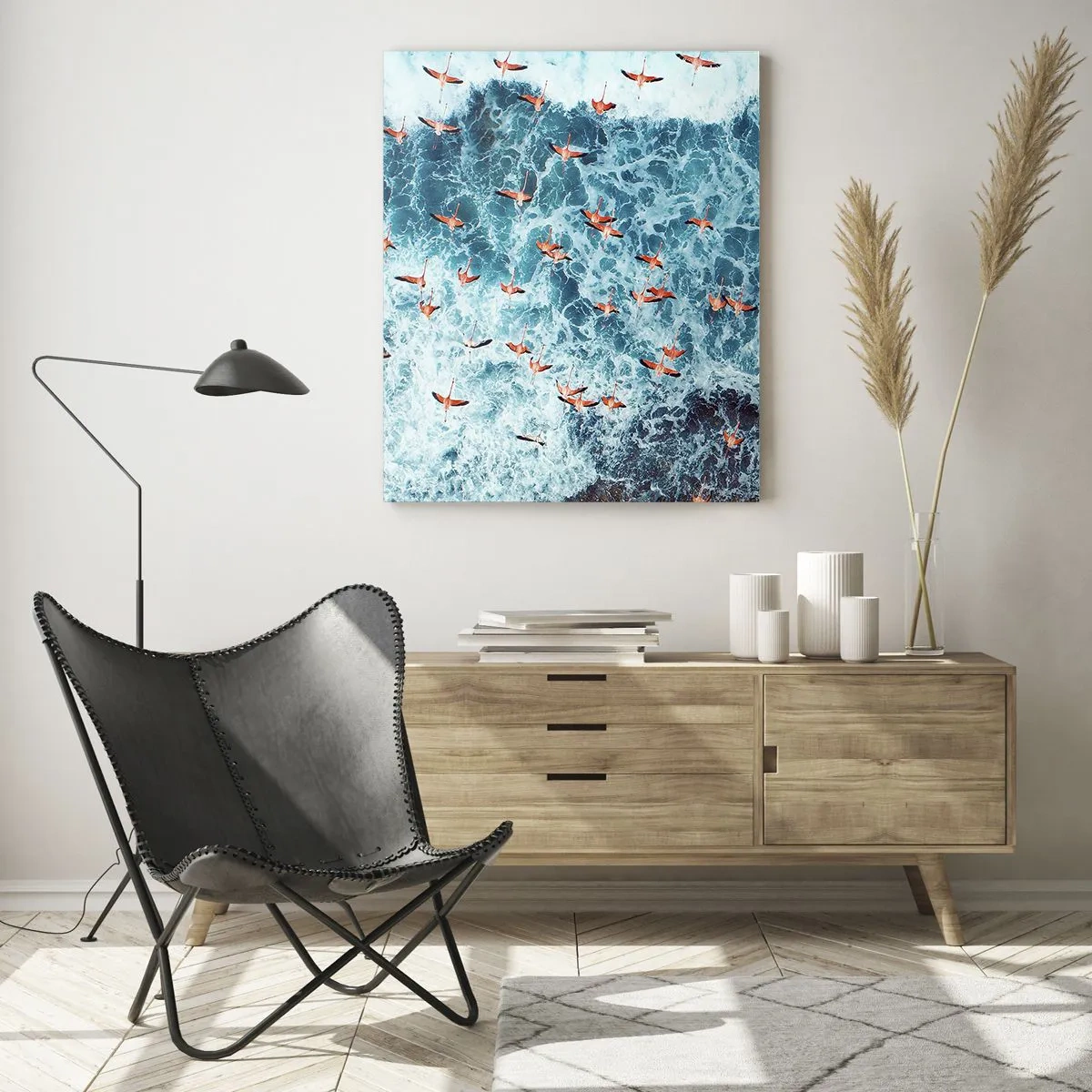 Schilderen op glas - De kustparade - 70x100 cm