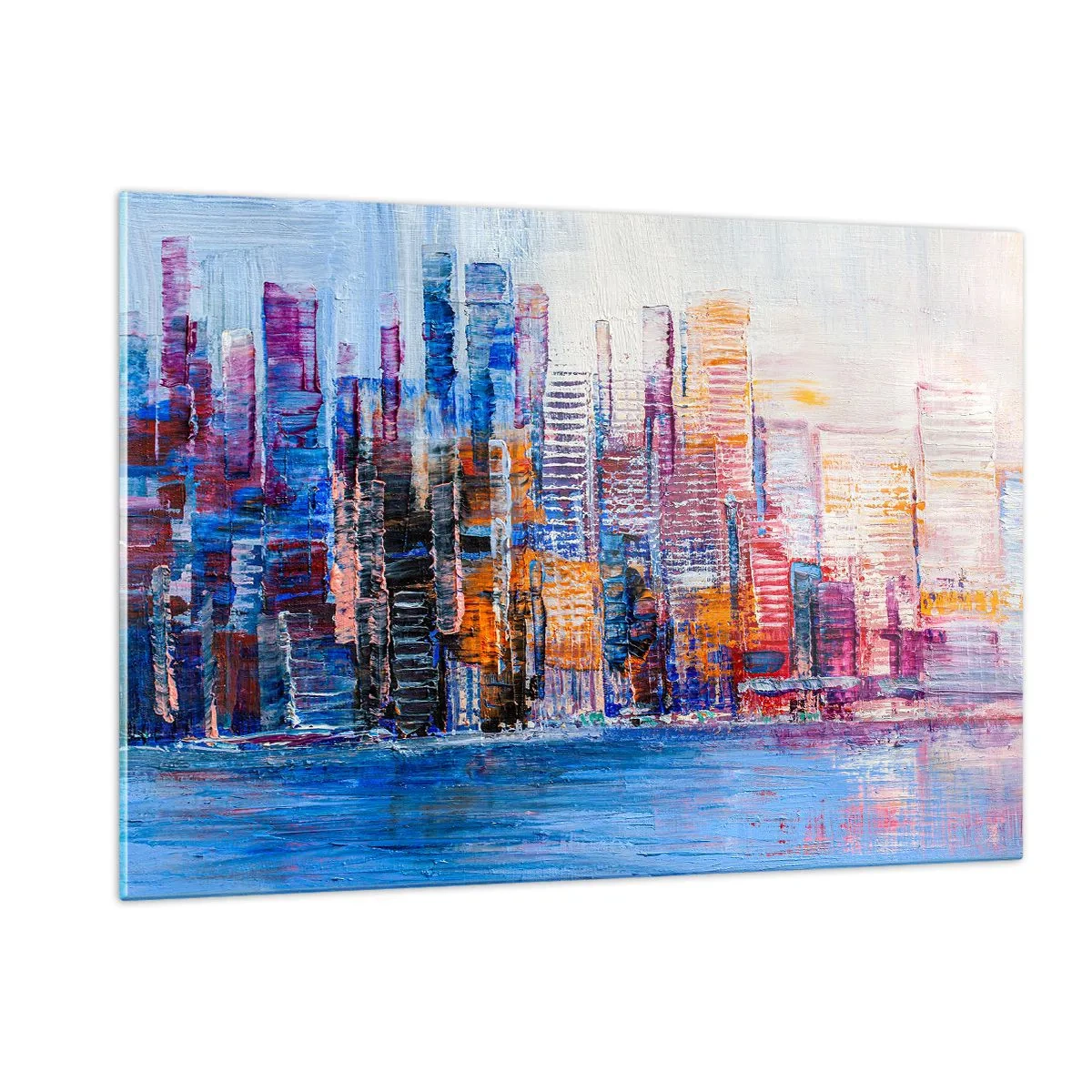 Schilderen op glas - Een vrolijke metropool - 120x80 cm