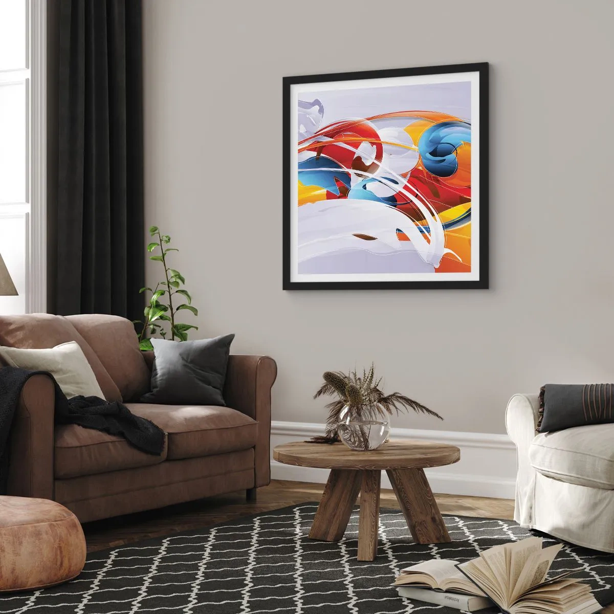 Poster in een zwarte lijst - De dans van de elementen - 30x30 cm