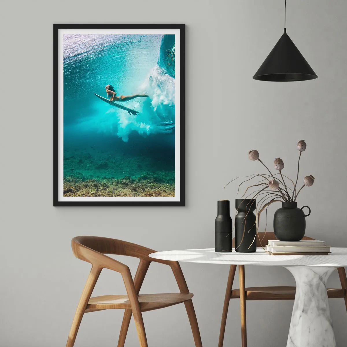 Poster in een zwarte lijst - Onderwaterwereld - 61x91 cm