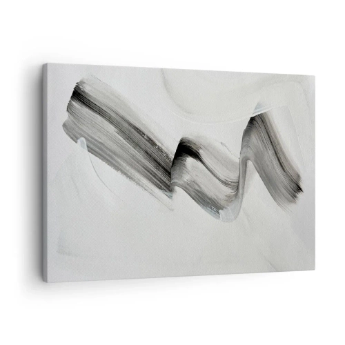 Schilderen op canvas - Abstracte zwart-witte penseelstreek op een lichte achtergrond - 70x50cm - Terloops voor de lol - Moderne wanddecoratie voor woonkamer en slaapkamer ARTTOR