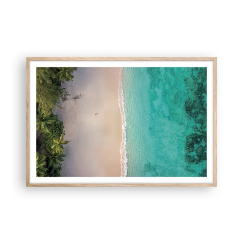 Een poster in een licht eiken lijst - Paradijsstrand - 91x61 cm