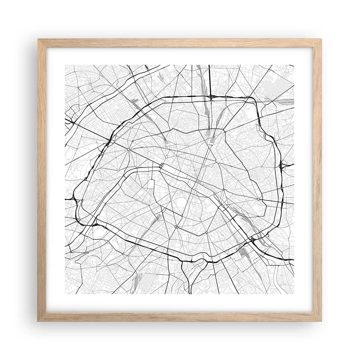 Een poster in een licht eiken lijst - Parijs bloem - 50x50 cm