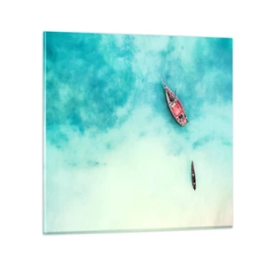 Schilderen op glas - Want op de stranden van Zanzibar, wanneer het teveel aan water ... - 60x60 cm