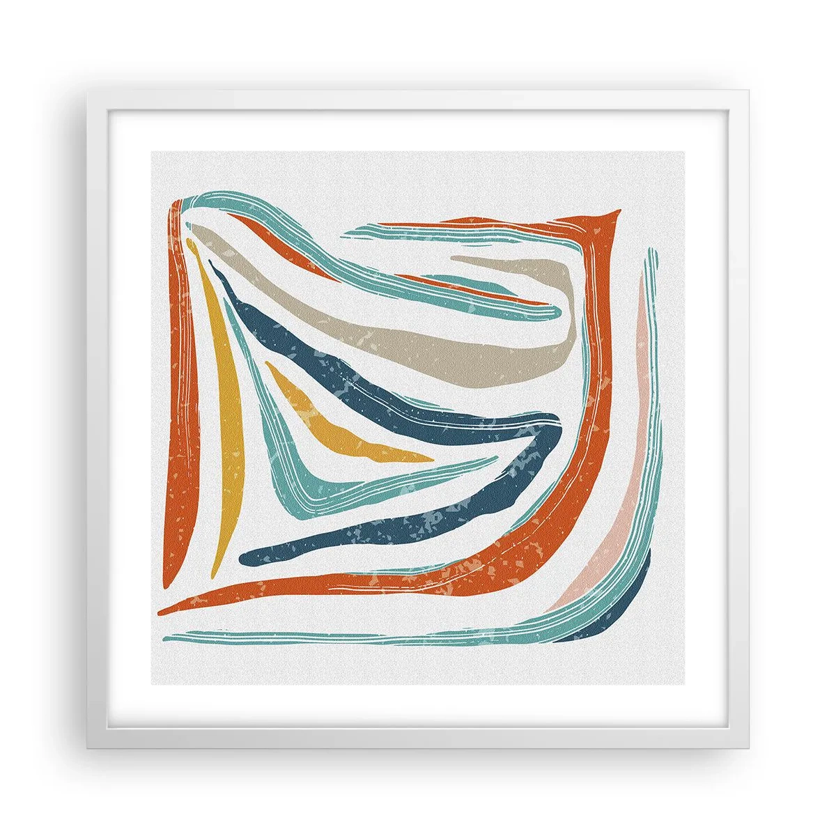 Poster in een witte lijst - Abstractie met een vriendelijke glimlach - 50x50 cm