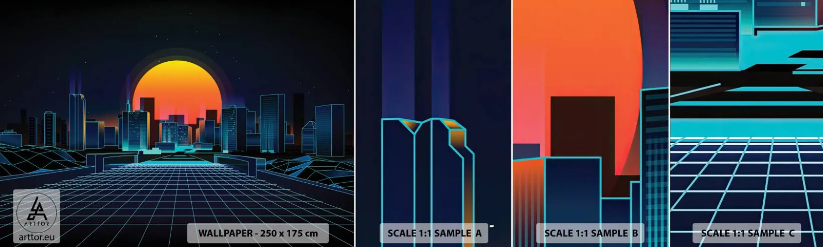 Fotobehang Monster Zelfklevend Deluxe Sticker - Wil je nog steeds naar het echte? - Abstractie, Stad, Zon - 100x30 cm