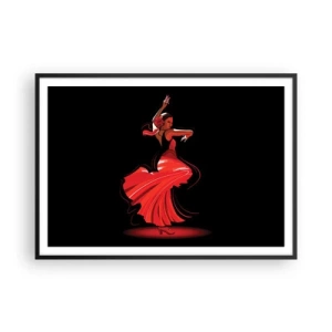 Poster in een zwarte lijst - De vurige geest van flamenco - 100x70 cm