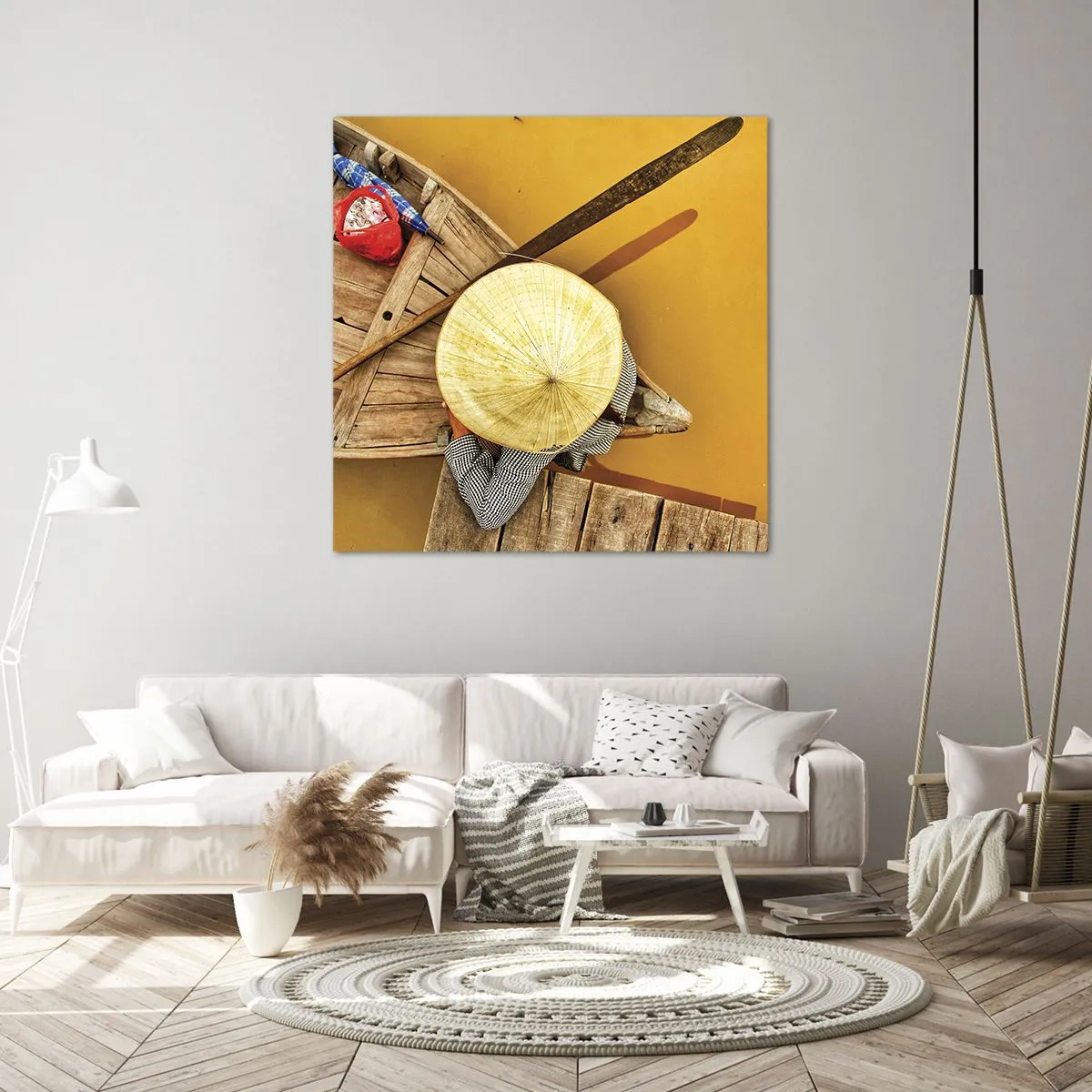Schilderen op canvas - Het leven op de Gele Rivier - 30x30 cm