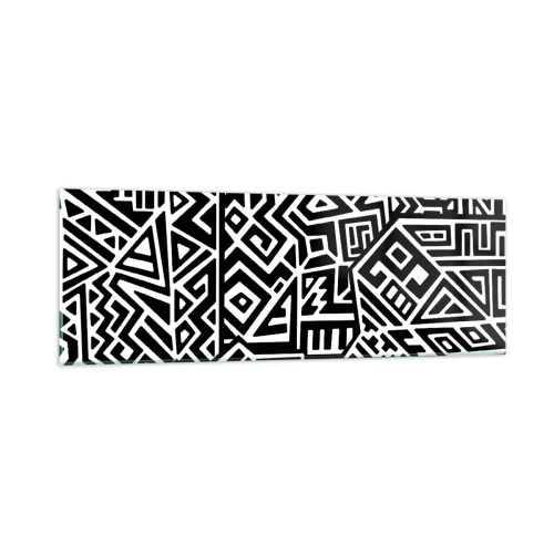 Schilderen op glas - Pre-Columbiaanse compositie - 90x30 cm