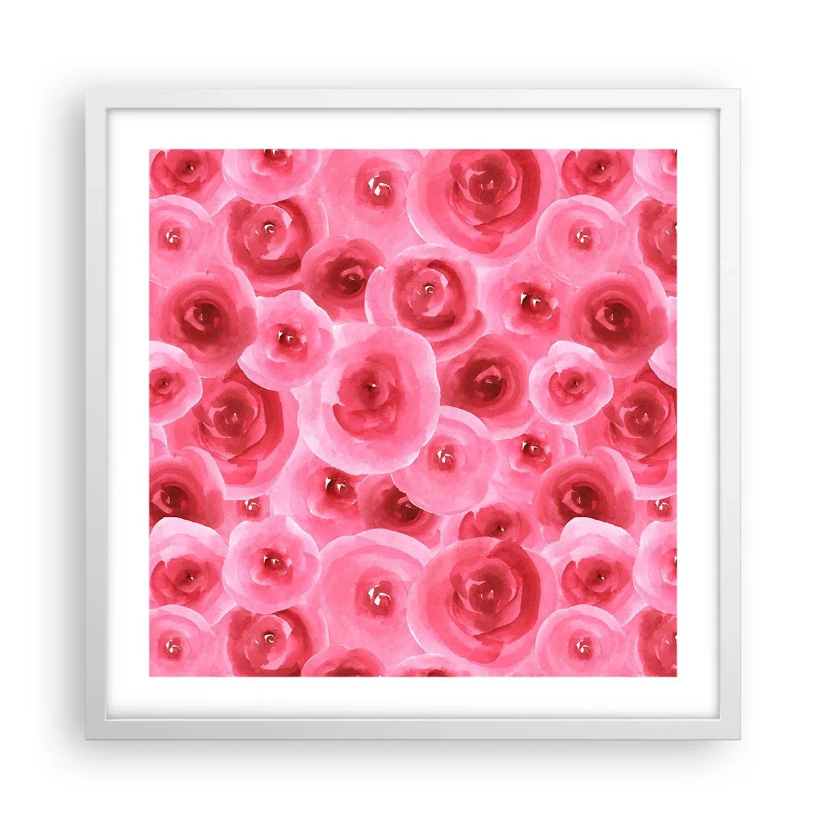 Poster in een witte lijst - Rozen onder en boven - 50x50 cm