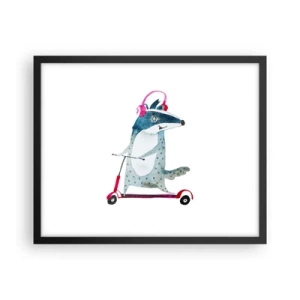 Poster in een zwarte lijst - Badger vreugde - 50x40 cm