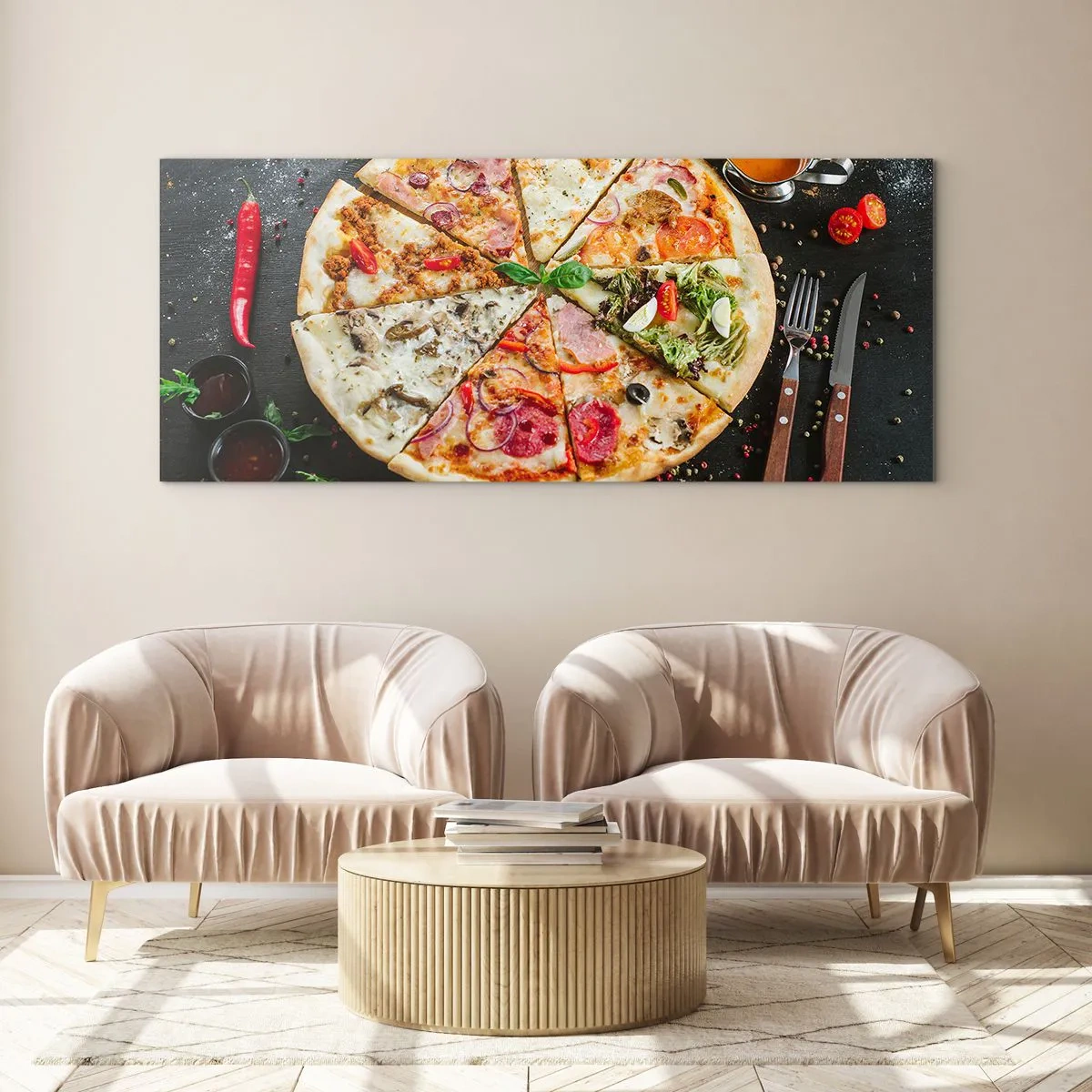 Schilderen op glas - Een scala aan smaken - 90x30 cm