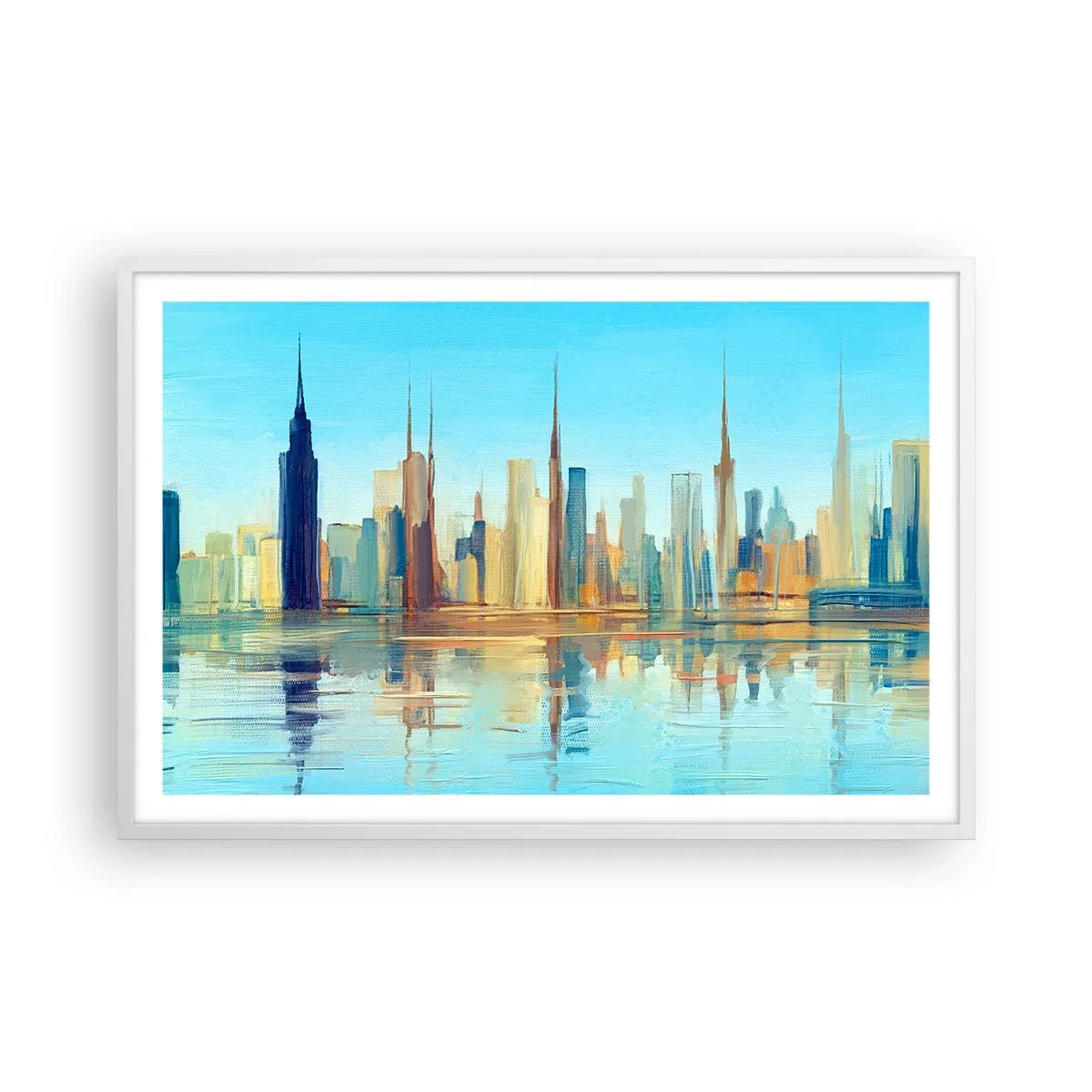 Poster in een witte lijst - Een zonnige metropool - 91x61 cm