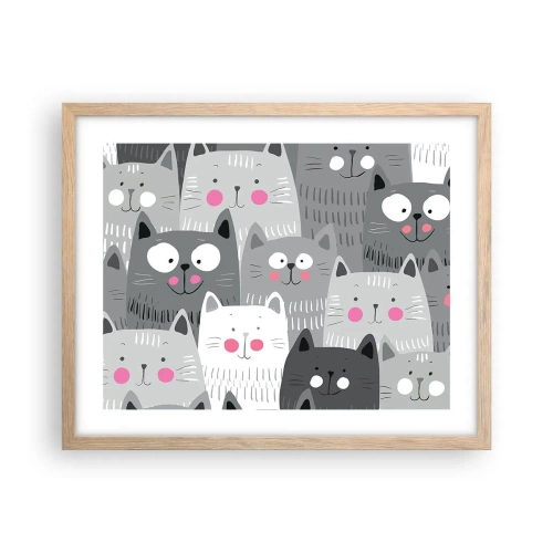 Een poster in een licht eiken lijst - De wereld van de kat - 50x40 cm