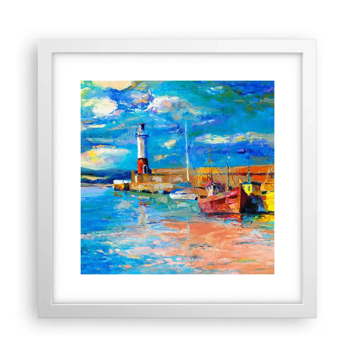 Poster in een witte lijst - Een middag in de regenboogbaai - 30x30 cm