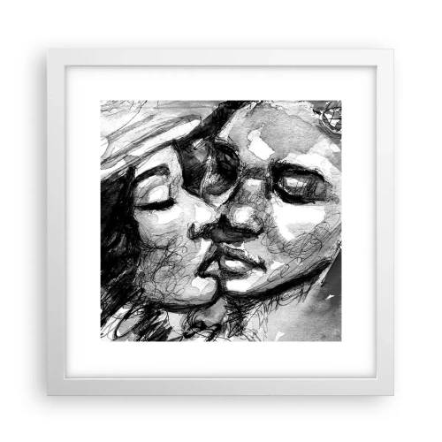 Poster in een witte lijst - Een teder moment - 30x30 cm