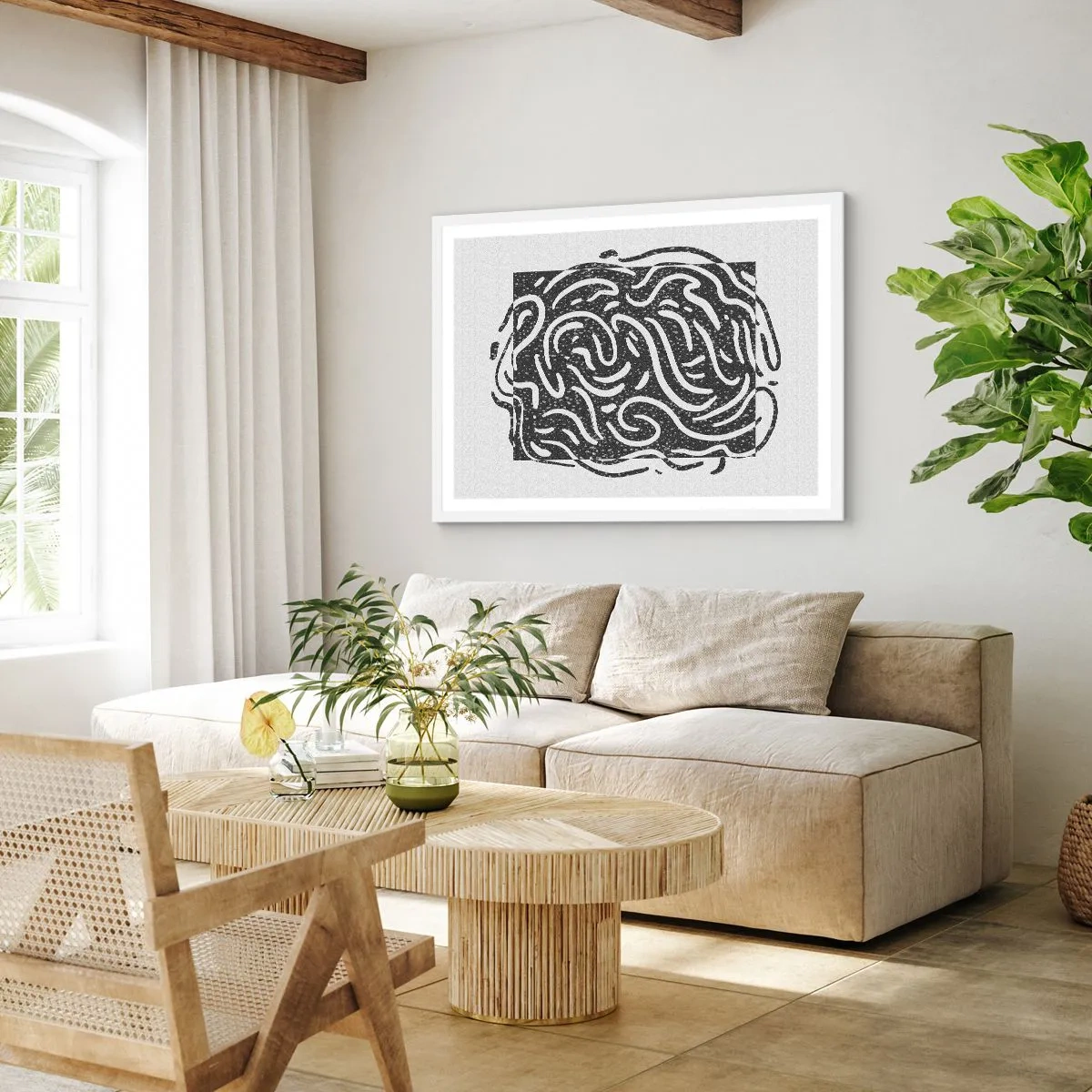 Poster in een witte lijst - Abstractie: vreugdedans - 50x40 cm