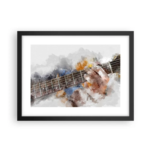 Poster in een zwarte lijst - Poëzie tussen de snaren - 40x30 cm