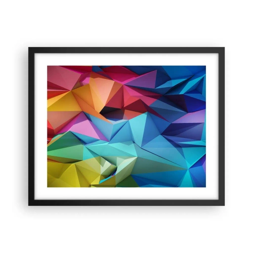 Poster in een zwarte lijst - Regenboog origami - 50x40 cm