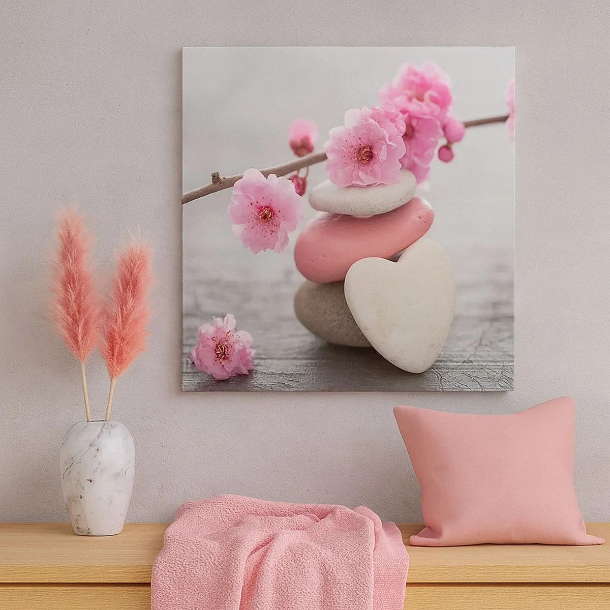 Schilderen op canvas - Gelukzaligheid met een kersenbloesem - 30x30 cm