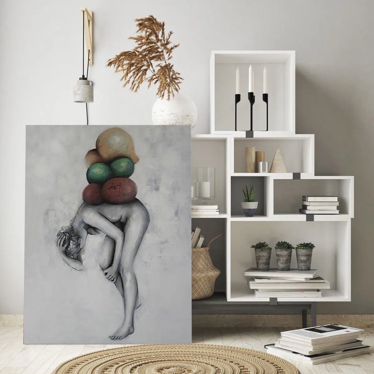 Schilderen op glas - De last van het leven - 50x70 cm