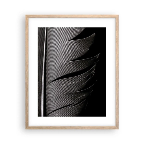 Een poster in een licht eiken lijst - Een veer - prachtig ontwerp - 40x50 cm