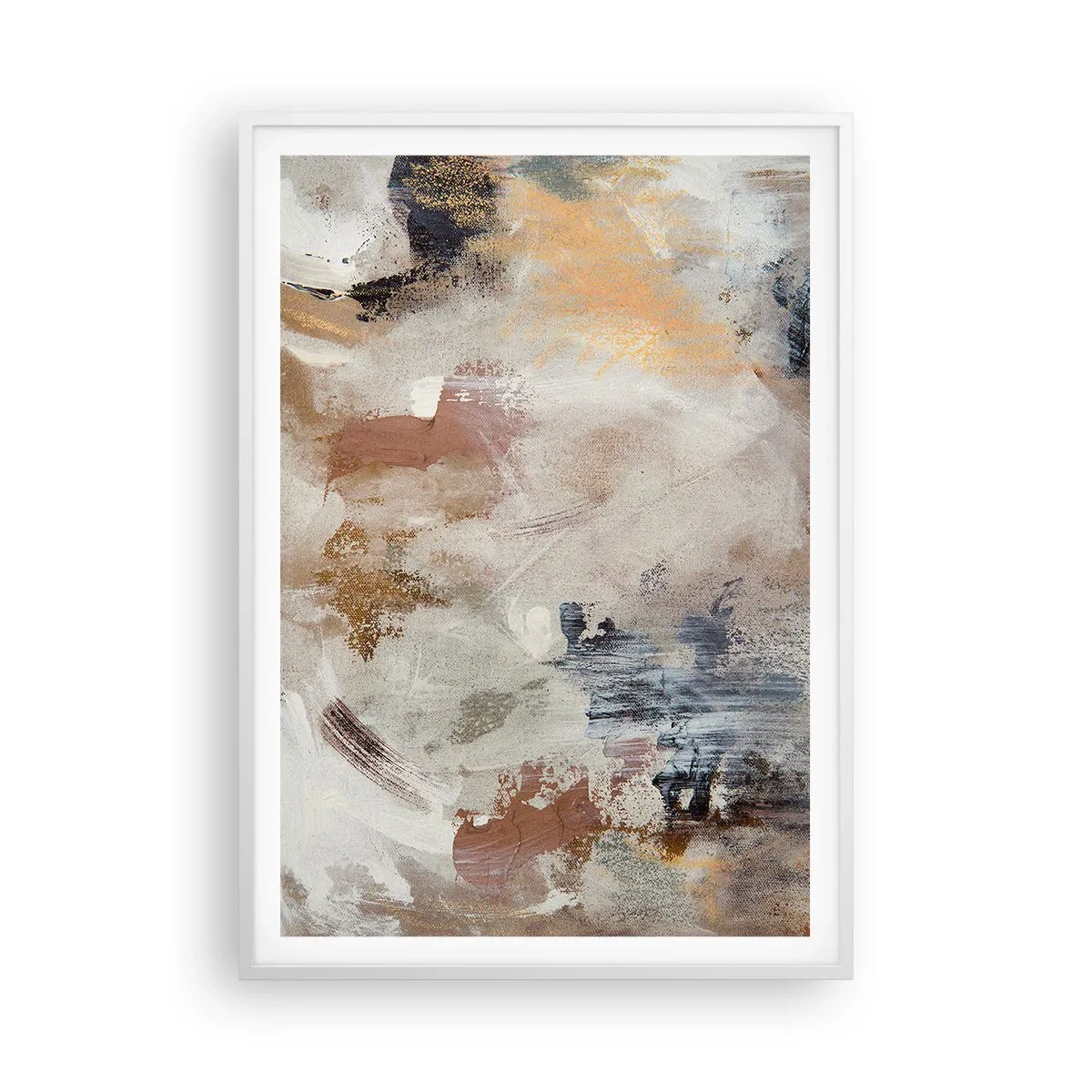 Poster in een witte lijst - Mistige abstractie - 70x100 cm