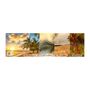 Fotobehang Monster Zelfklevend Deluxe Sticker - Eeuwige zomer, altijd vakantie - Landschap, Strand, Kokospalm - 100x30 cm
