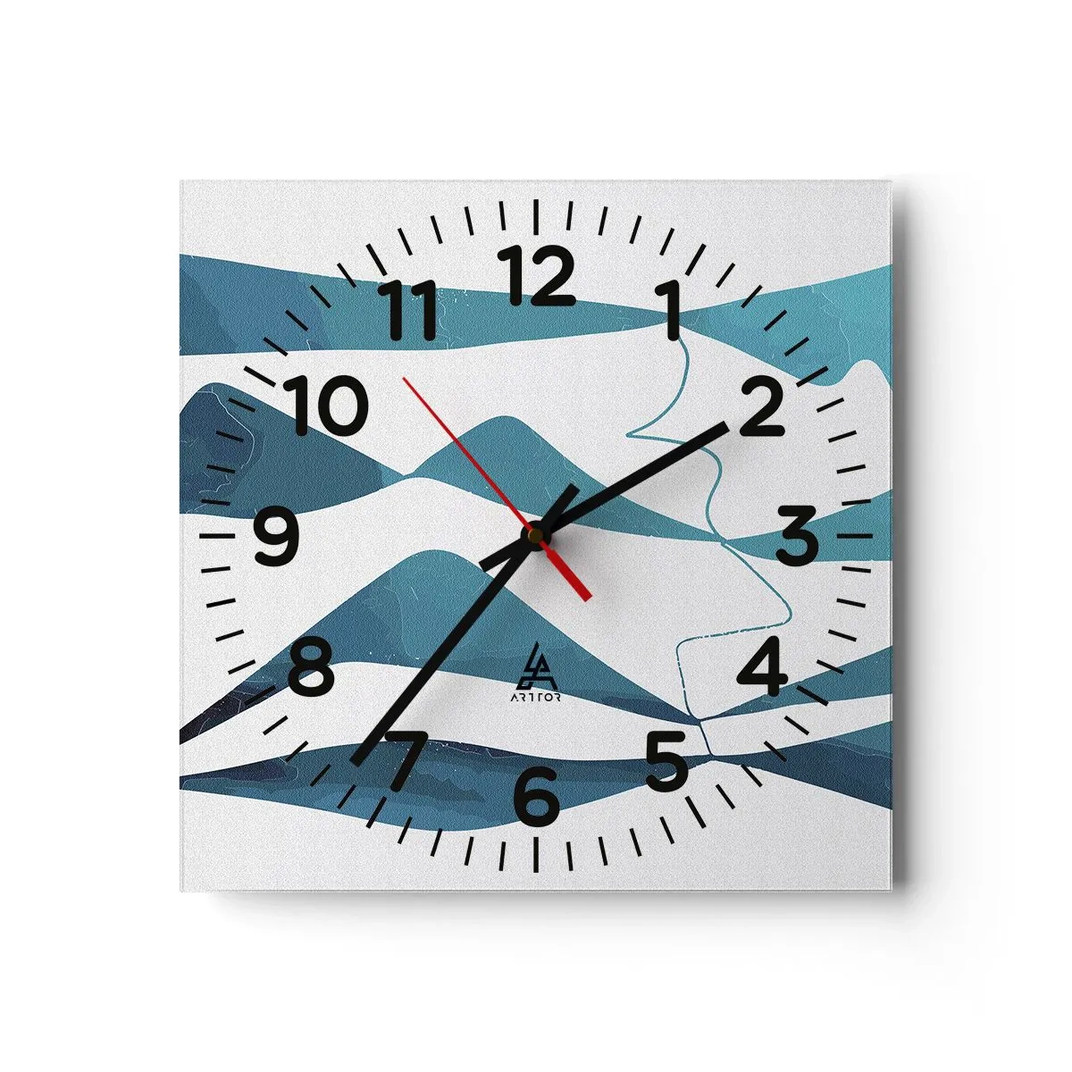 Wandklok - Klok - Abstractie: turquoise verbinding - 40x40 cm