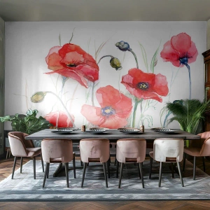 Zelfklevend Fotobehang Deluxe Sticker - Poolse bloemen - Bloemen, Maanzaad, Natuur - 300x210 cm