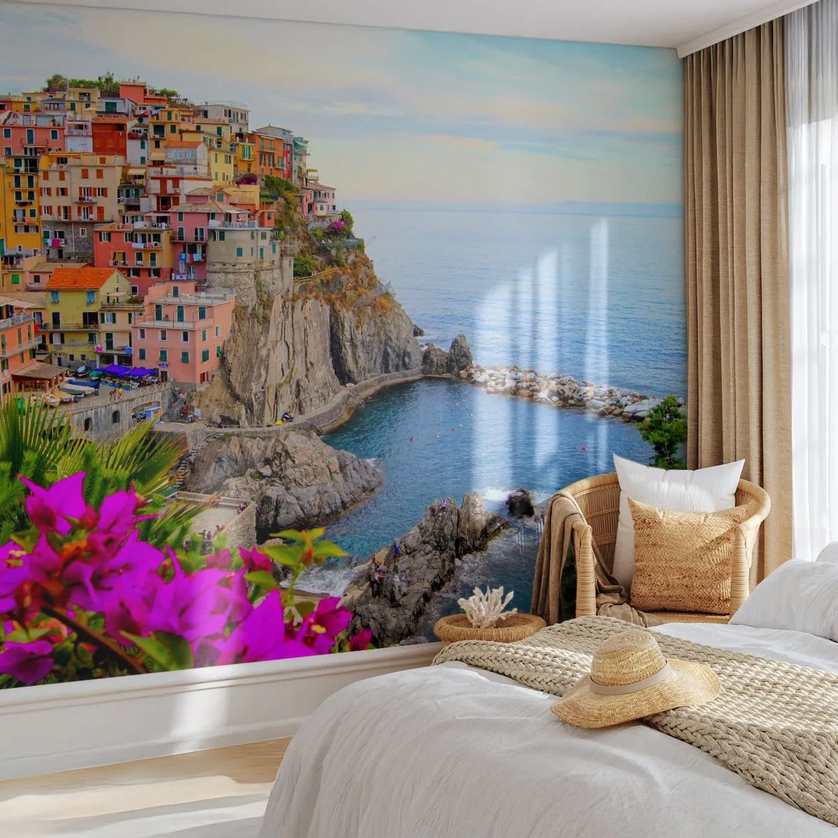 Fotobehang Premium Canvas - Lachende stad - Landschap, Manarol, Italië - 250x175 cm