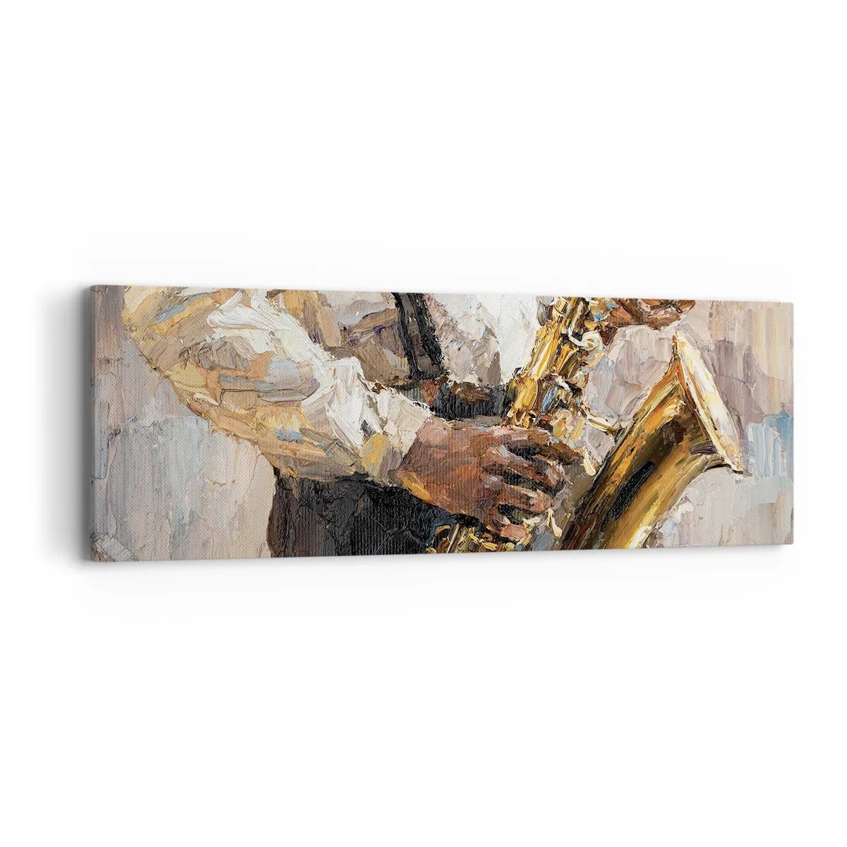 Schilderen op canvas - Tijd om te solo te spelen - 90x30 cm