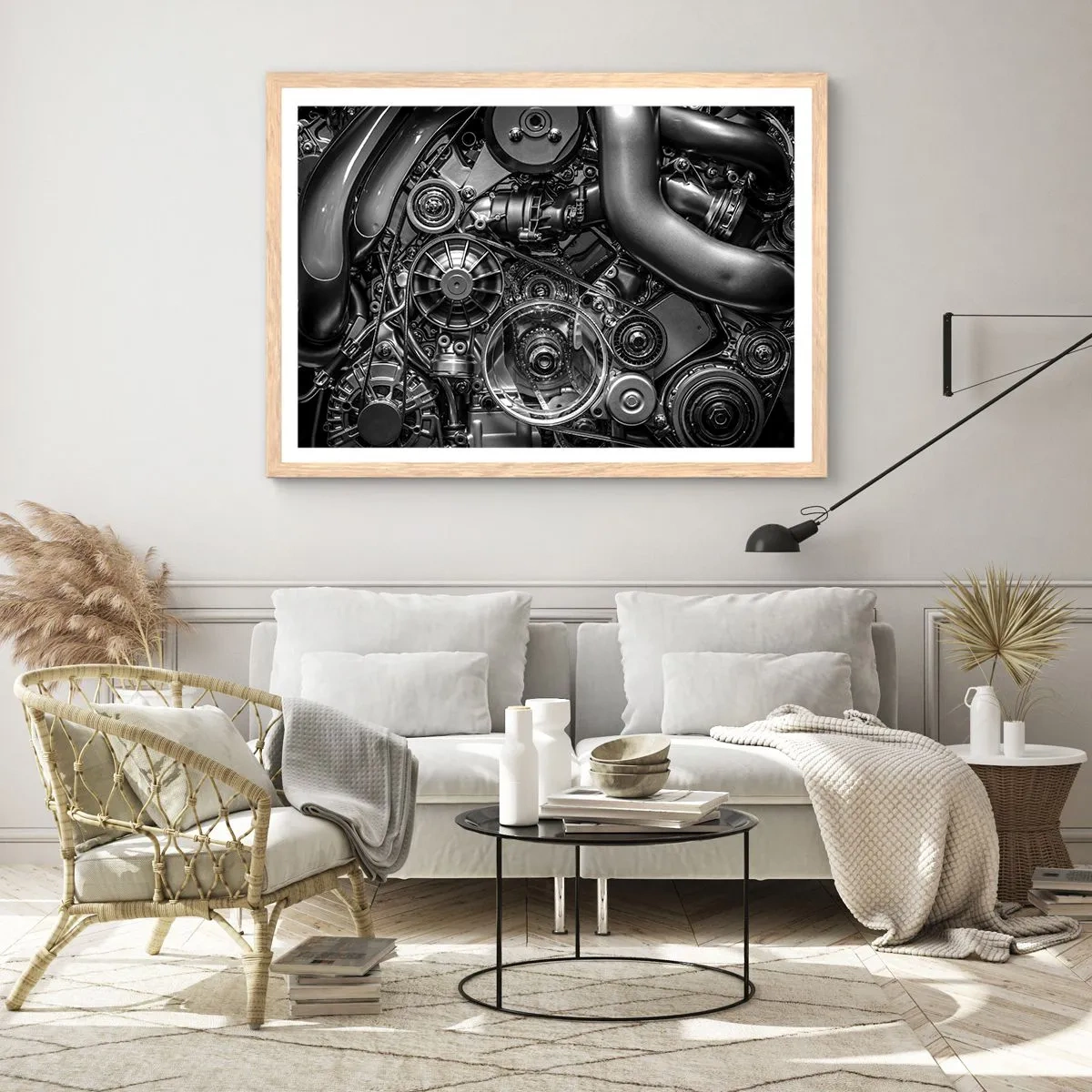 Een poster in een licht eiken lijst - De poëzie van mechanica - 70x50 cm