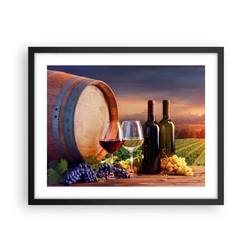 Poster in een zwarte lijst - Het leven smaakt hier - 50x40 cm